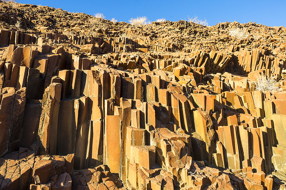 Unusual Organ Pipes monument, Twyfelfontein, Namibia, Africa