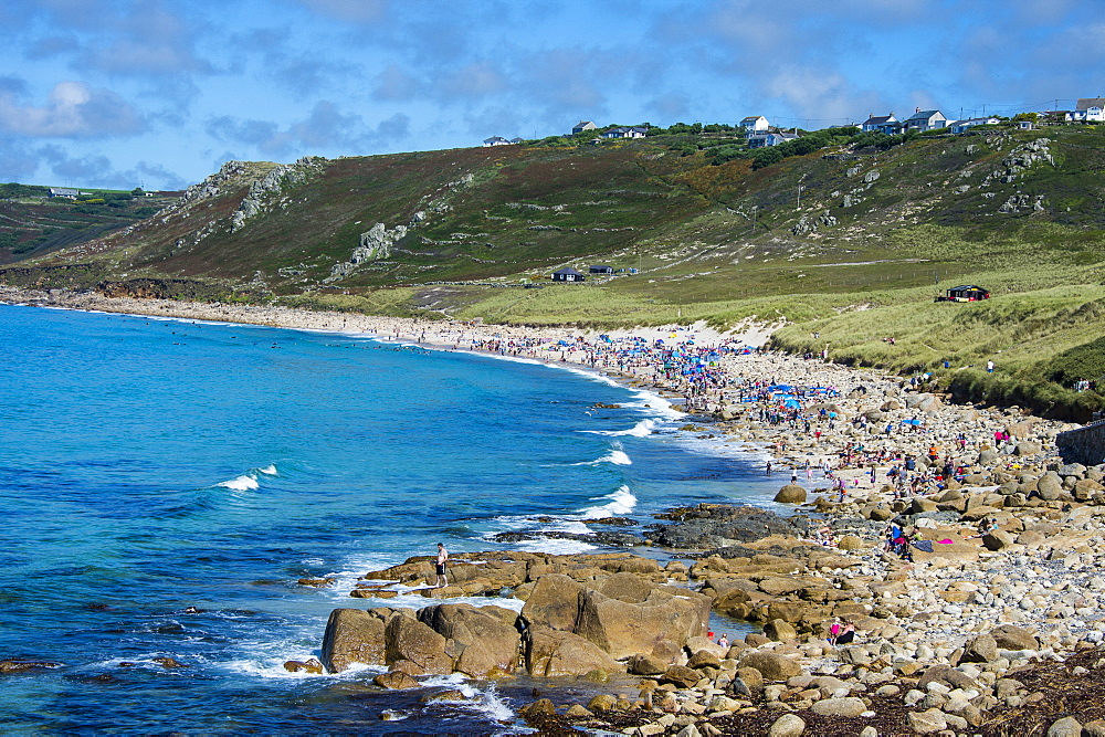 Overlook over Sennen Cove, Cornwall, England, United Kingdom, Europe