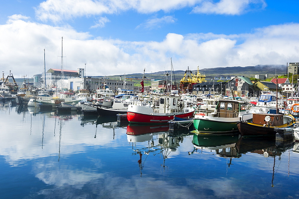 Harbour of Torshavn, capital of Faroe Islands, Streymoy, Faroe Islands, Denmark, Europe