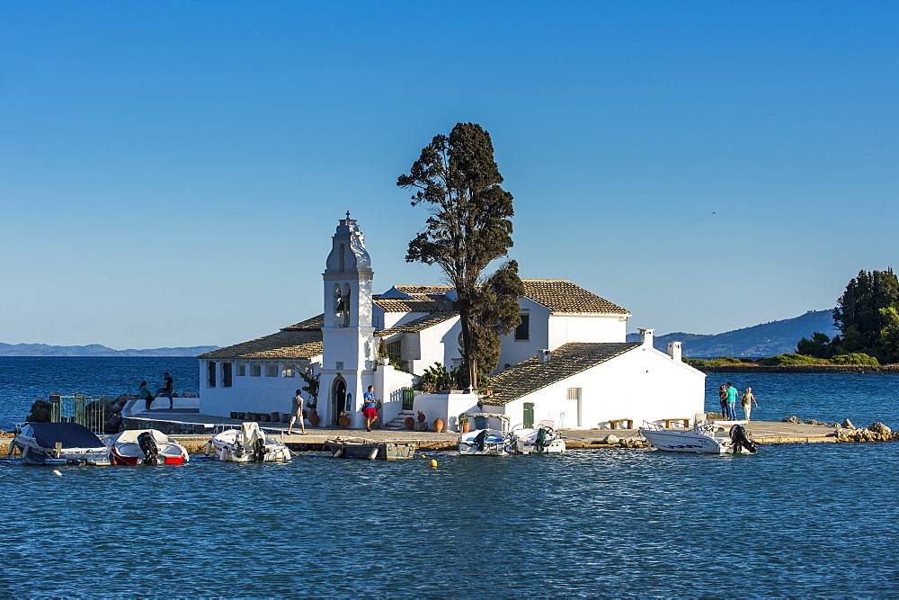 Vlacherna Monastery, Kanoni, Corfu, Ionian Islands, Greek Islands, Greece, Europe