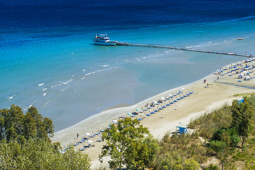 View over Apraos Beach, northern Corfu, Ionian islands, Greek Islands, Greece, Europe