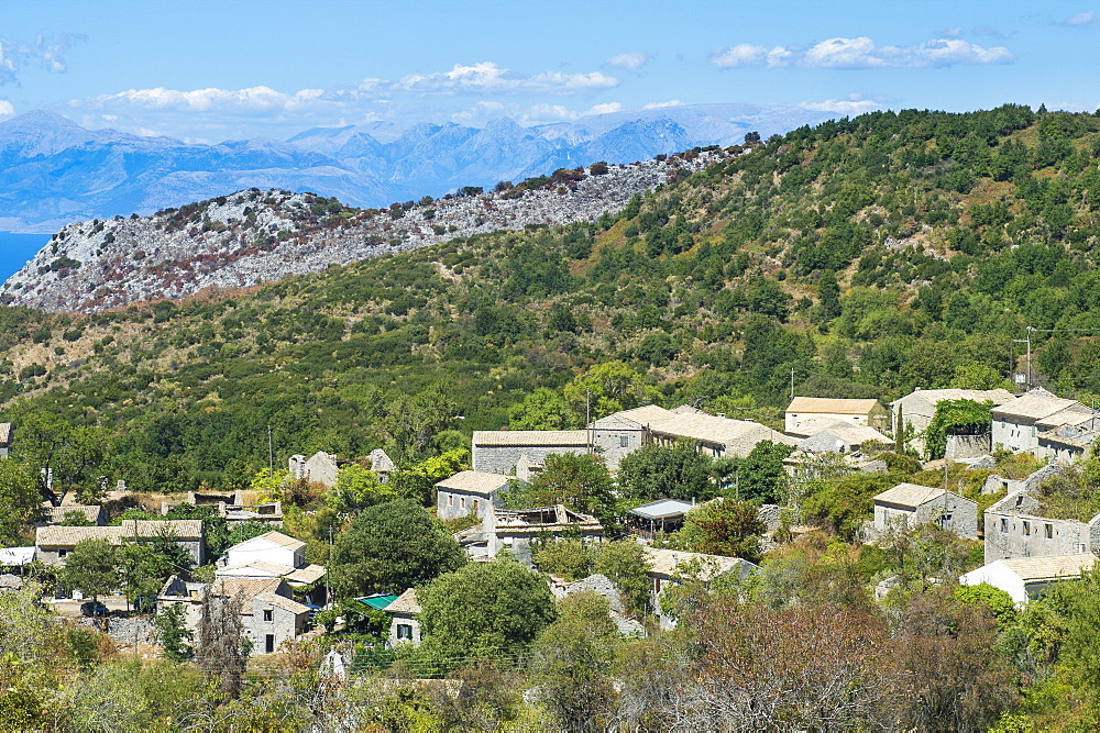 The mountain village of old Perithia, Corfu, Ionian islands, Greek Islands, Greece, Europe