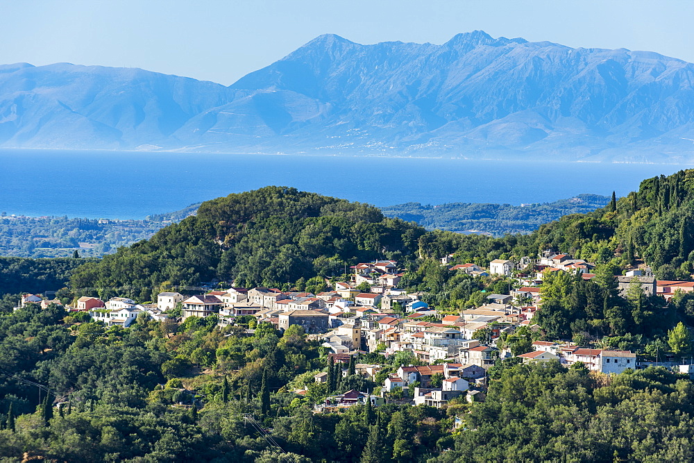 Little mountain village in the interior, Corfu, Ionian islands, Greek Islands, Greece, Europe