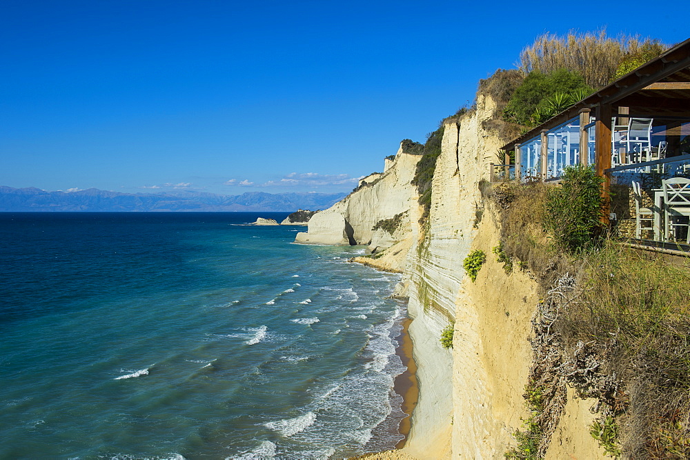 Loggas beach cliff, Corfu, Ionian islands, Greek Islands, Greece, Europe