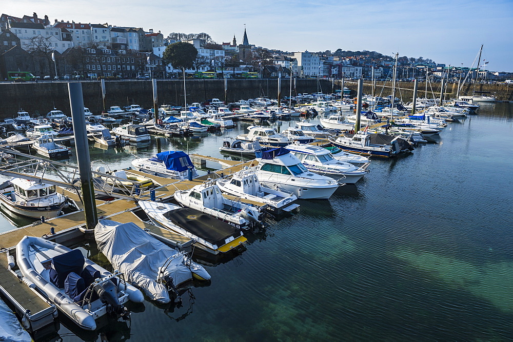 Sport boat harbour in Saint Peter Port, Guernsey, Channel Islands, United Kingdom, Europe 