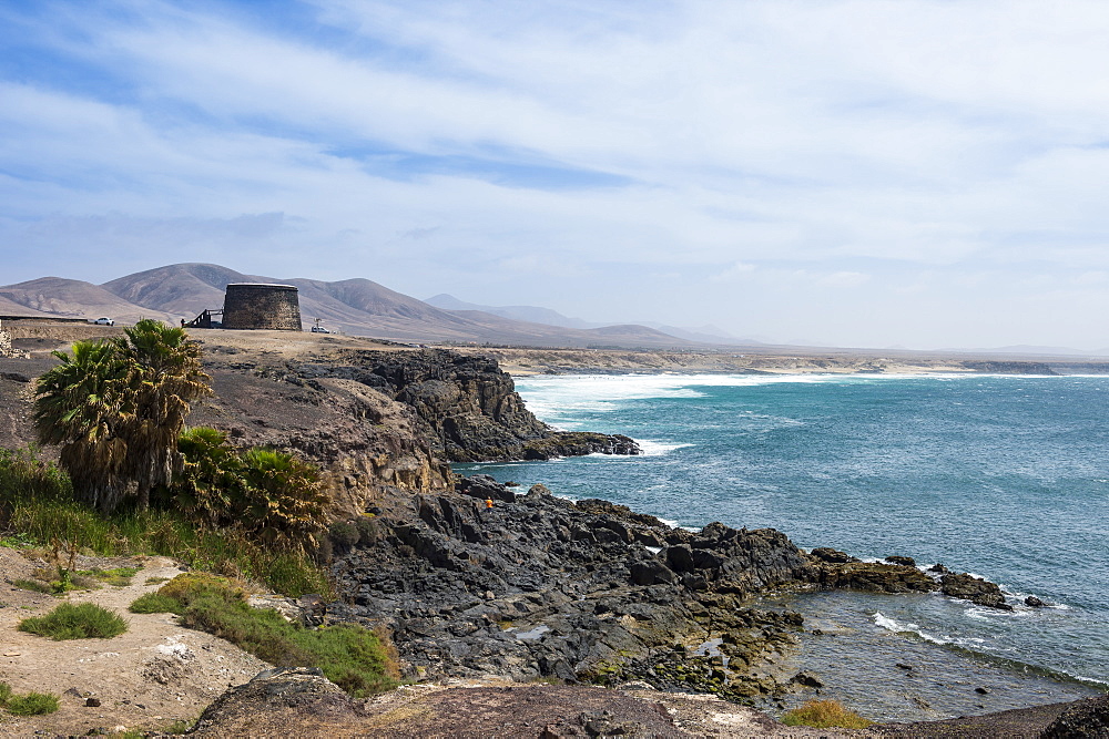 Tower of Toston, El Cotillo beach, El Cotillo, Fuerteventura, Canary Islands, Spain, Atlantic, Europe