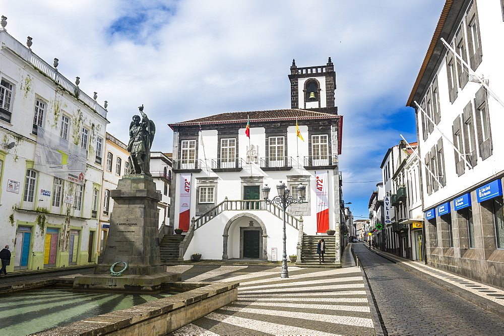 City hall in the historic town of Ponta Delgada, Island of Sao Miguel, Azores, Portugal, Atlantic, Europe