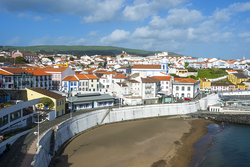 View over the town of Angra do Heroismo, UNESCO World Heritage Site, Island of Terceira, Azores, Portugal, Atlantic, Europe