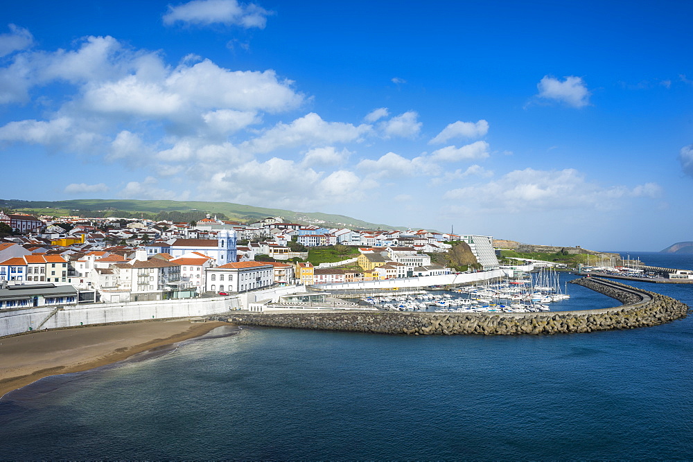 View over the town of Angra do Heroismo, UNESCO World Heritage Site, Island of Terceira, Azores, Portugal, Atlantic, Europe