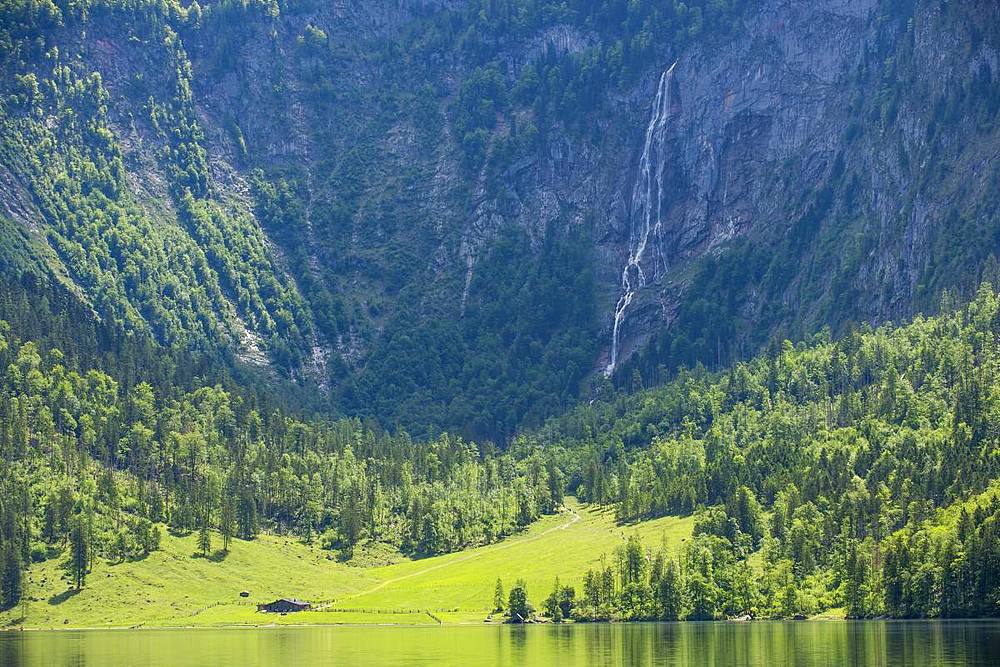 Lake Obersee close to the lake Koenigssee, Berchtesgaden, Bavaria, Germany, Europe