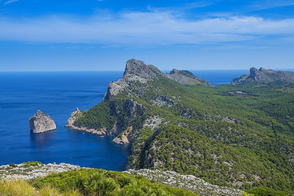 View over Cala Formentor beach, Cap Formentor, Mallorca, Balearic Islands, Spain, Mediterranean, Europe