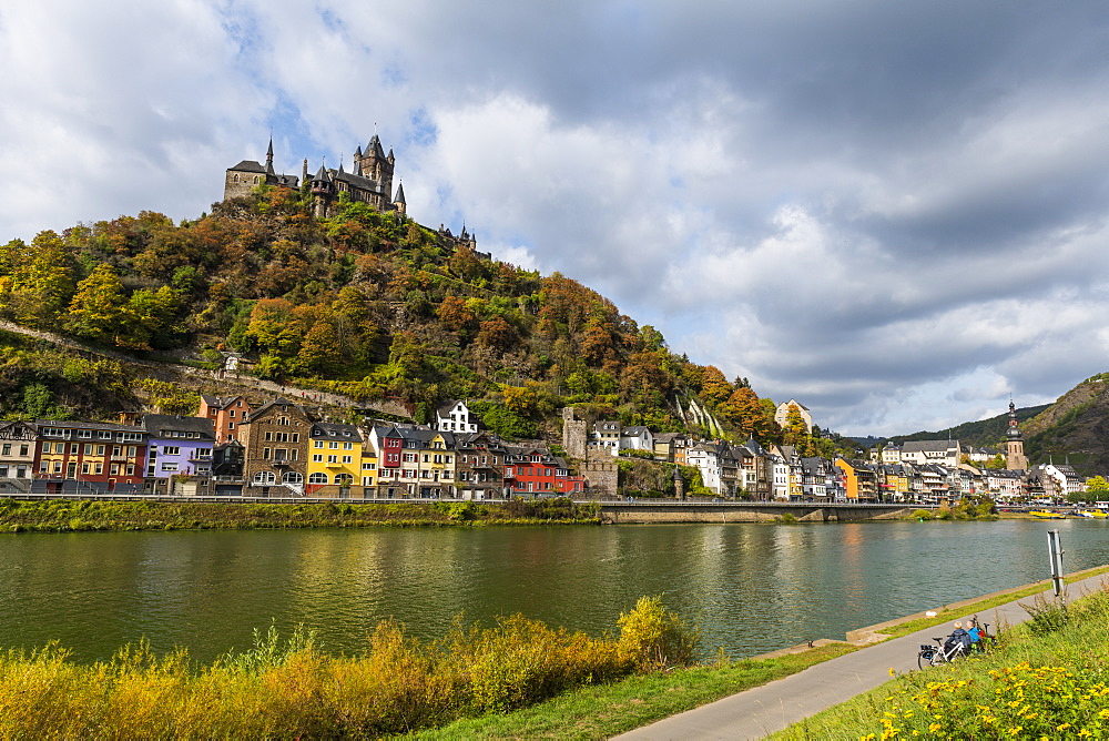 View over Cochem and its castle on the Moselle River, Rhineland-Palatinate, Germany, Europe