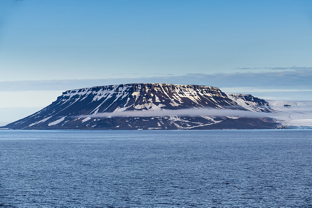 Flat table mountains covered with ice, Franz Josef Land archipelago, Arkhangelsk Oblast, Arctic, Russia, Europe