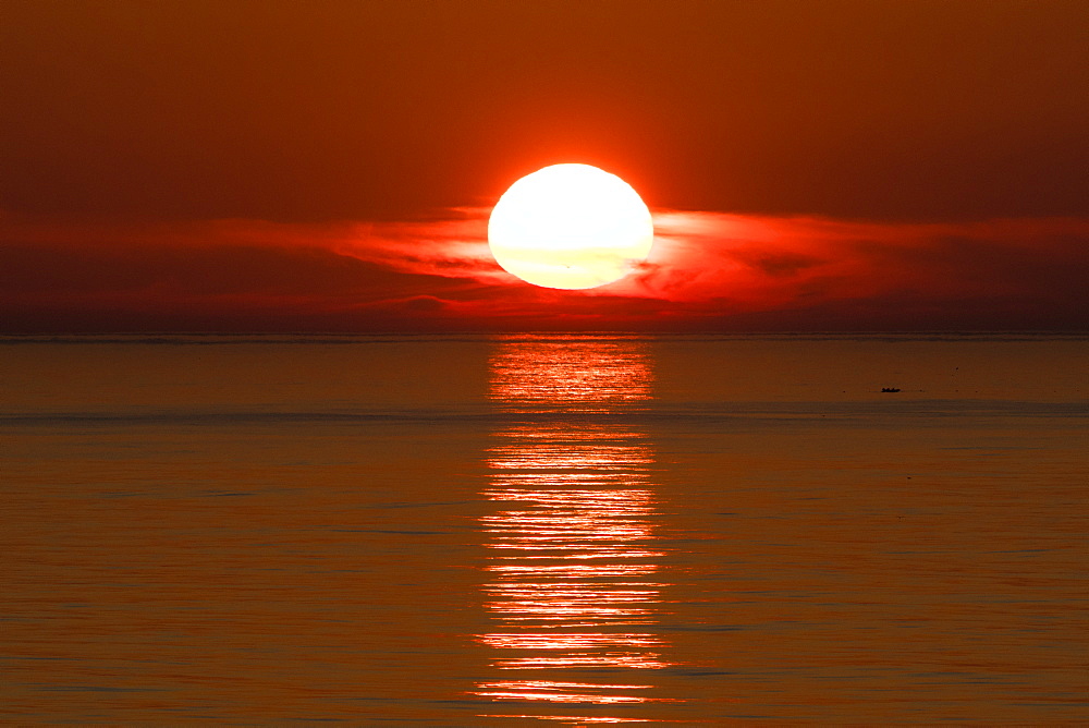 Beautiful sunset in Kola Bay, Murmansk, Russia, Europe