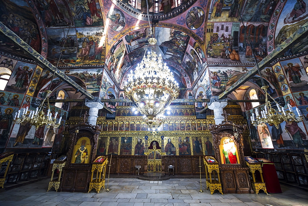 Wall murals in the Bachkovo Monastery, Rhodope mountains, Bulgaria, Europe