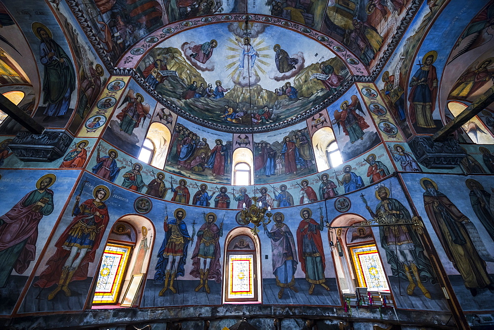 Wall murals in the Bachkovo Monastery, Rhodope mountains, Bulgaria, Europe