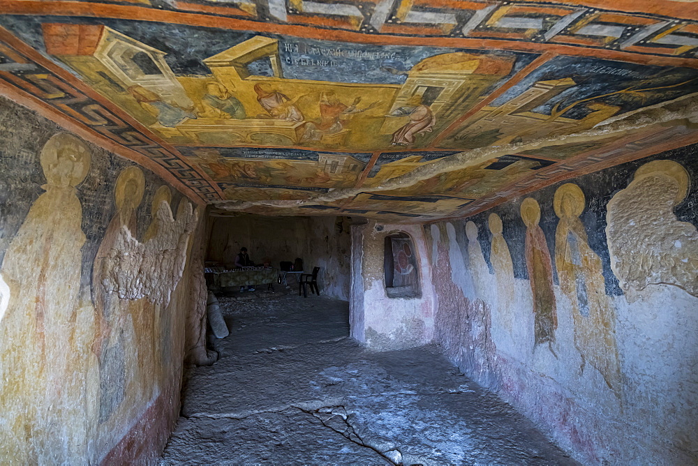 Panels depicting scenes from the Gospels, Ivanovo Rock Church The Holy Mother, UNESCO World Heritage Site, Roussenski Lom River Valley, Bulgaria, Europe