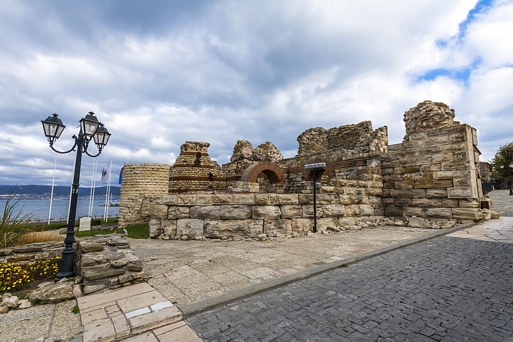 Ruins of medieval fortification walls, Nessebar, UNESCO World Heritage Site, Bulgaria, Europe