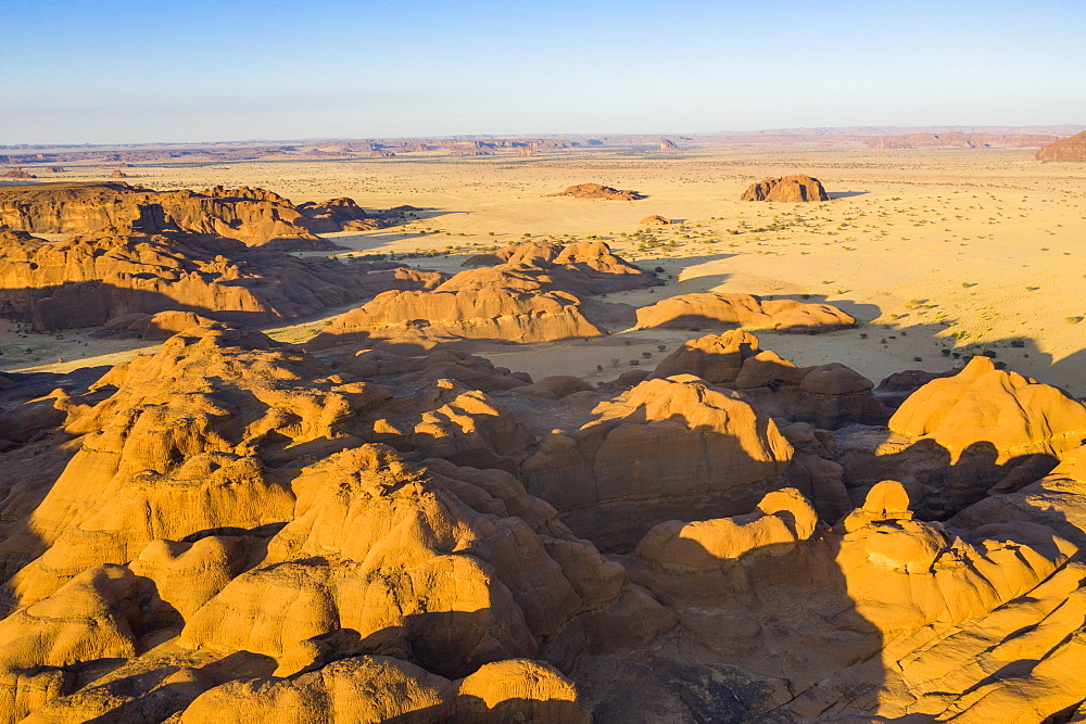 Aerial of the Ennedi Plateau, UNESCO World Heritage Site, Ennedi region, Chad, Africa