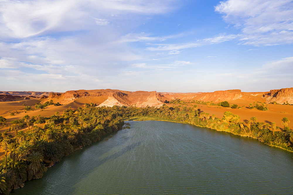 Aerial of the Ounianga lakes, UNESCO World Heritage Site, northern Chad, Africa