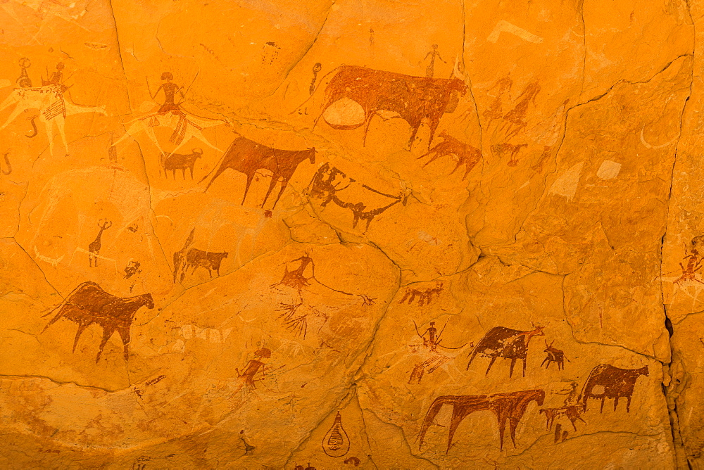 Rock paintings, Ennedi Plateau, UNESCO World Heritage Site, Ennedi region, Chad, Africa