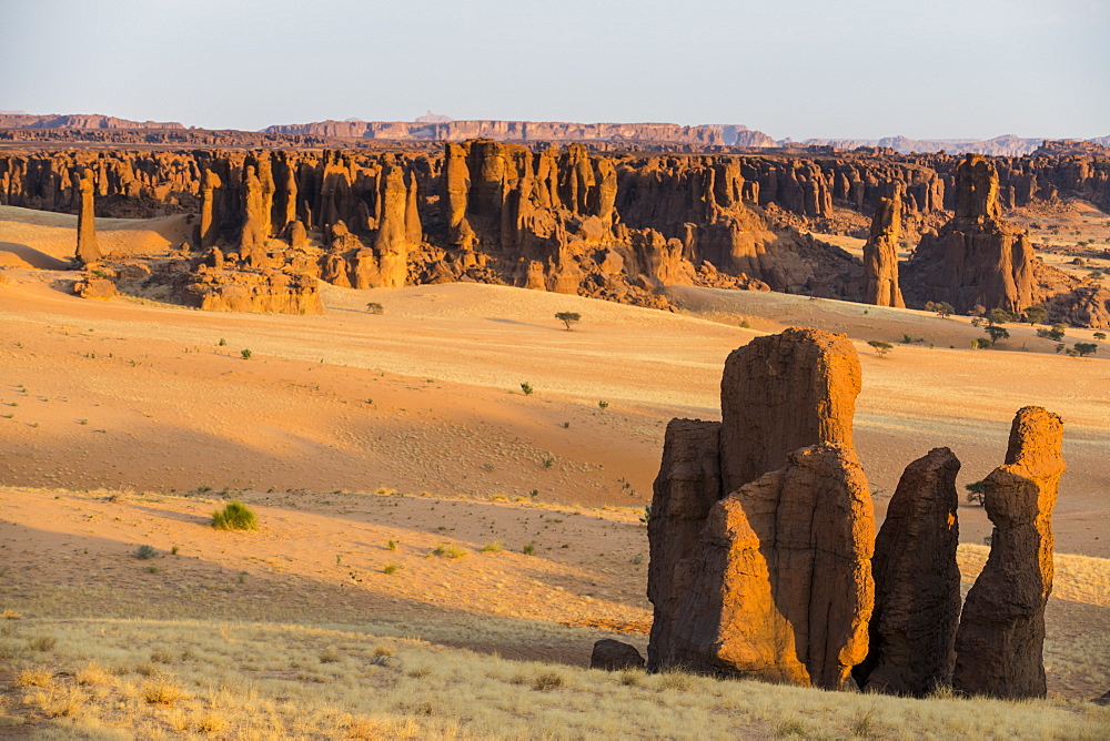 View over the beautiful scenery of the Ennedi Plateau, UNESCO World Heritage Site, Ennedi region, Chad, Africa