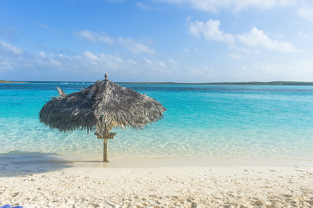 Turquoise waters and a white sand beach, Exumas, Bahamas, West Indies, Caribbean, Central America