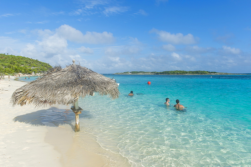 Turquoise waters and a white sand beach, Exumas, Bahamas, West Indies, Caribbean, Central America