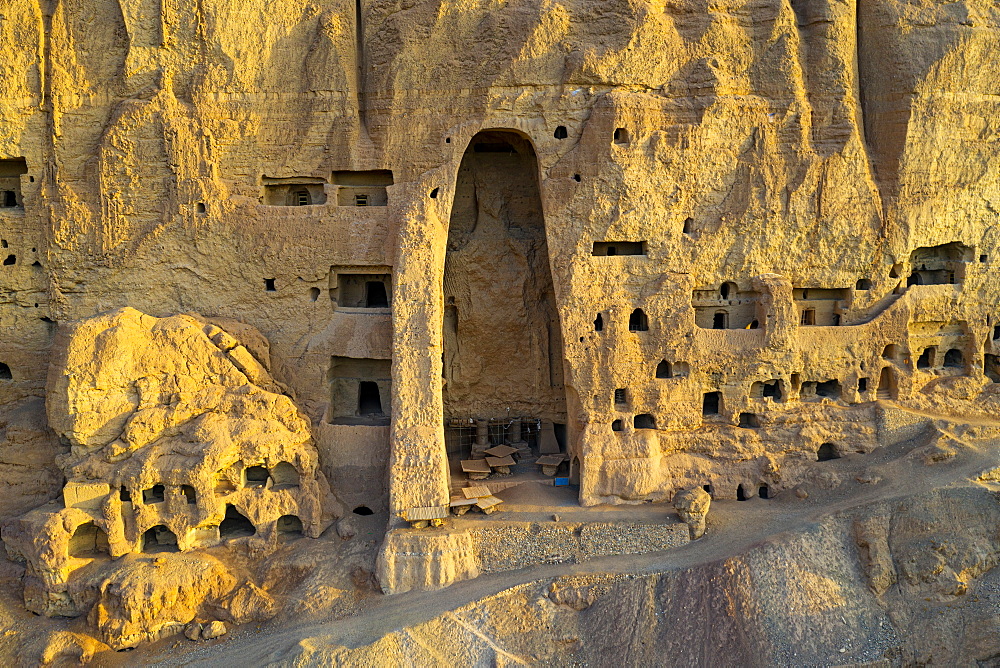 The site of the great Buddhas in Bamyan (Bamiyan), taken in 2019, post destruction, Afghanistan, Asia