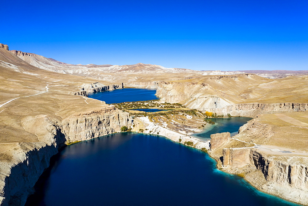 Snow capped mountain scenery at sunset in the Band-E-Amir National Park, Afghanistan, Asia