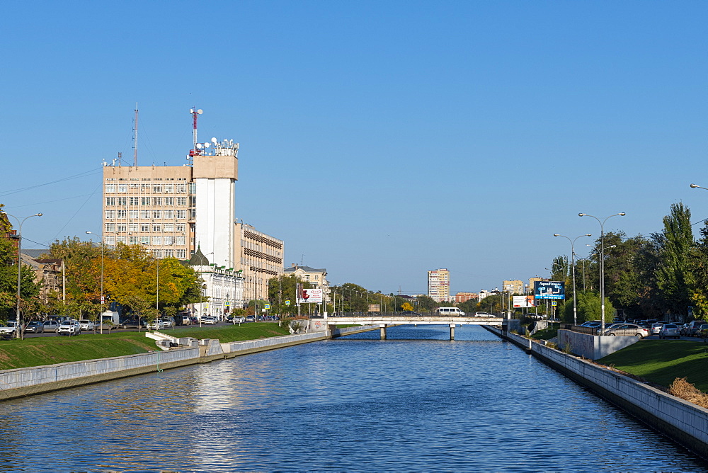 Water channel in Astrakhan, Astrakhan Oblast, Russia, Eurasia