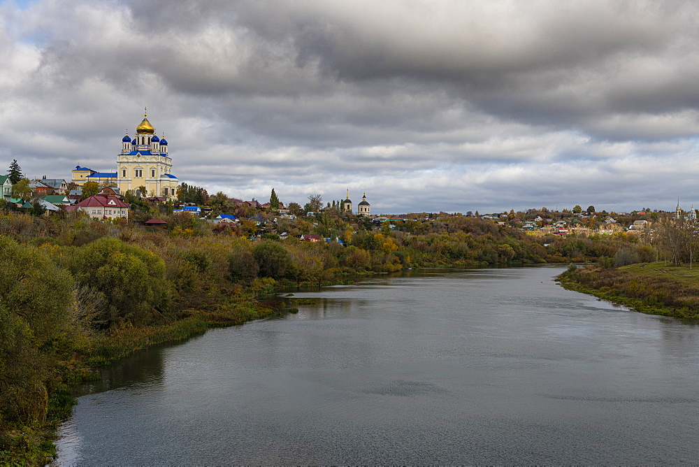 Yelets Cathedral overlooking the Bystraya Sosna River, Yelets, Lipetsk Oblast, Russia, Eurasia