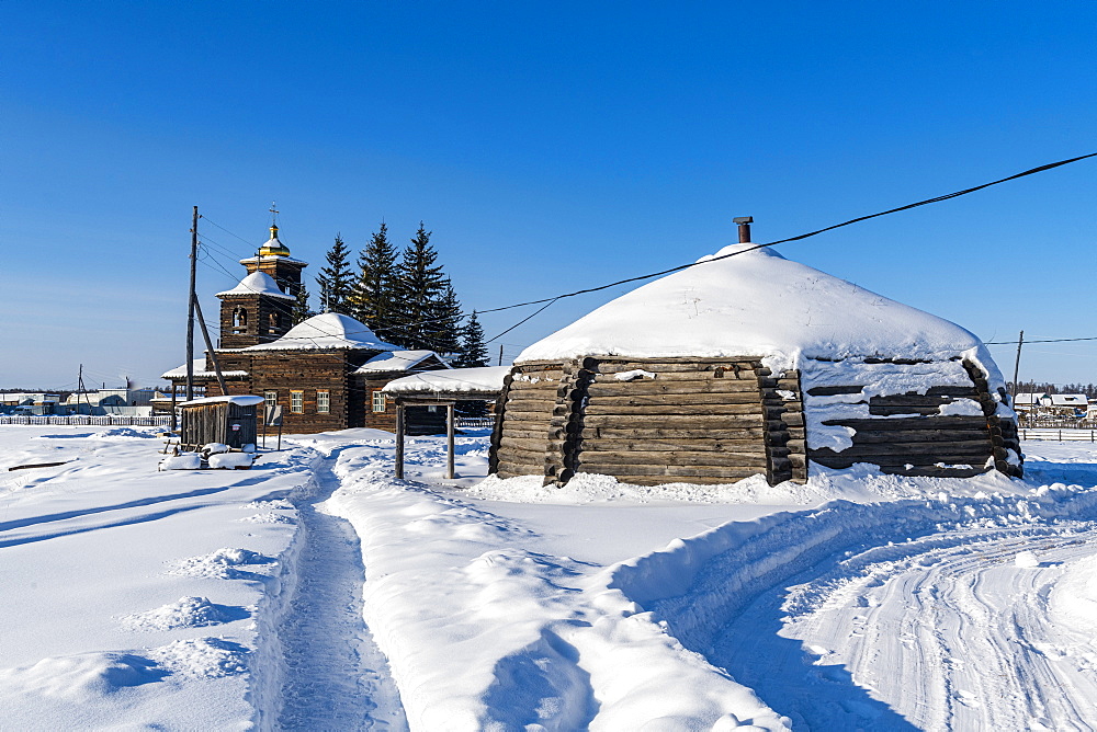 Traditional dwelling, Cherkekhskiy regional museum, Road of Bones, Sakha Republic (Yakutia), Russia, Eurasia