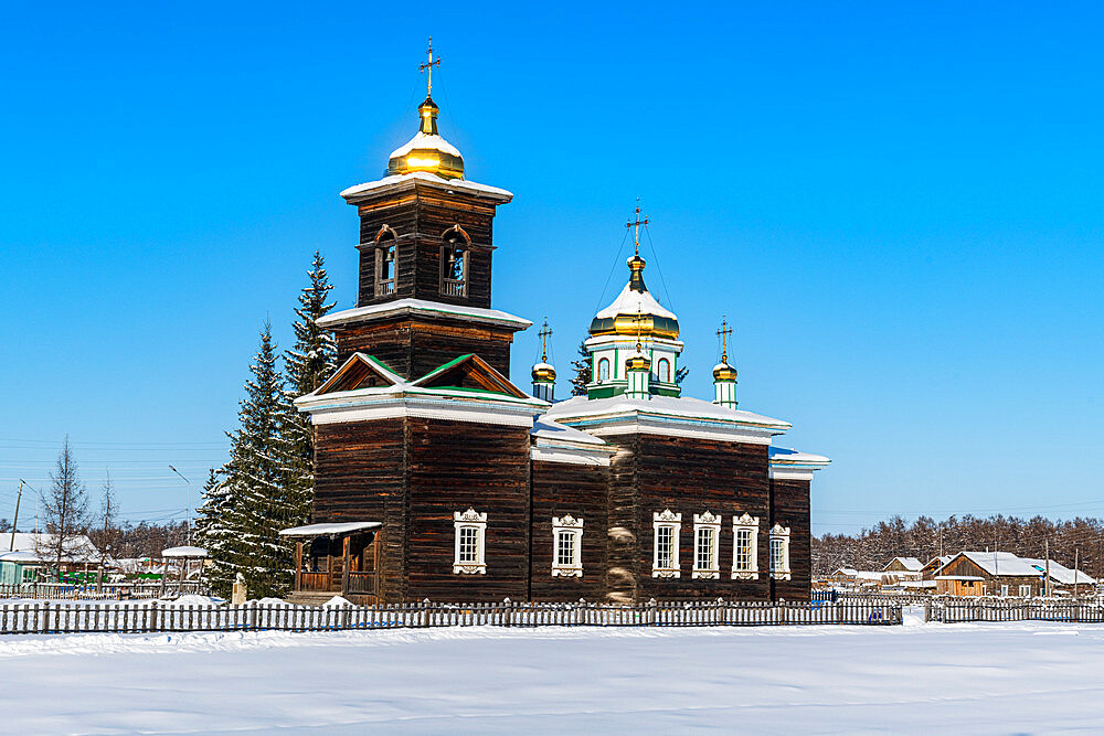 Wooden church, Cherkekhskiy regional museum, Road of Bones, Sakha Republic (Yakutia), Russia, Eurasia