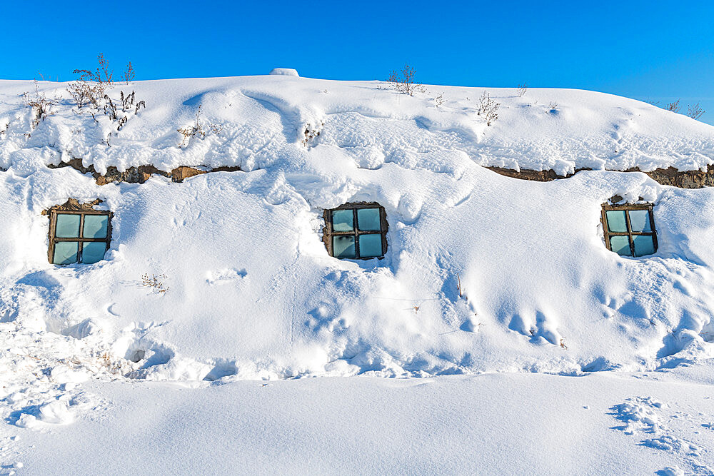 Traditional dwelling, Cherkekhskiy regional museum, Road of Bones, Sakha Republic (Yakutia), Russia, Eurasia