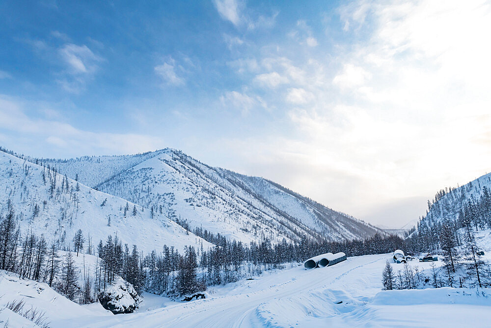 Road of Bones in the Suntar-Khayata mountain Range, Sakha Republic (Yakutia), Russia, Eurasia