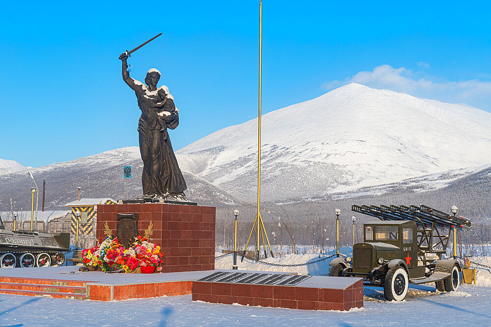 WorldWar II monument in Ust-Nera, Road of Bones, Sakha Republic (Yakutia), Russia, Eurasia