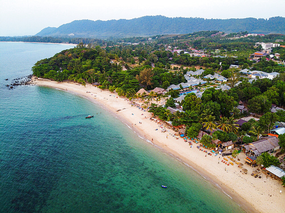 Aerial of Relax Bay beach, Koh Lanta, Thailand, Southeast Asia, Asia