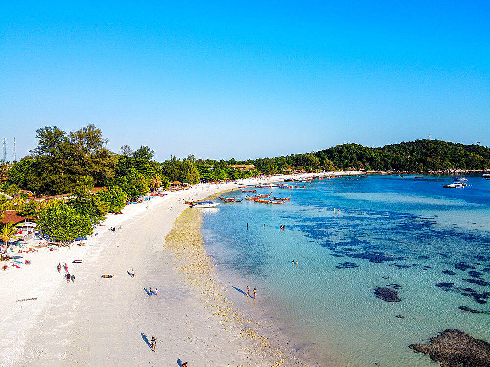 Aerial of Pattaya Beach, Koh Lipe, Tarutao National Park, Thailand, Southeast Asia, Asia