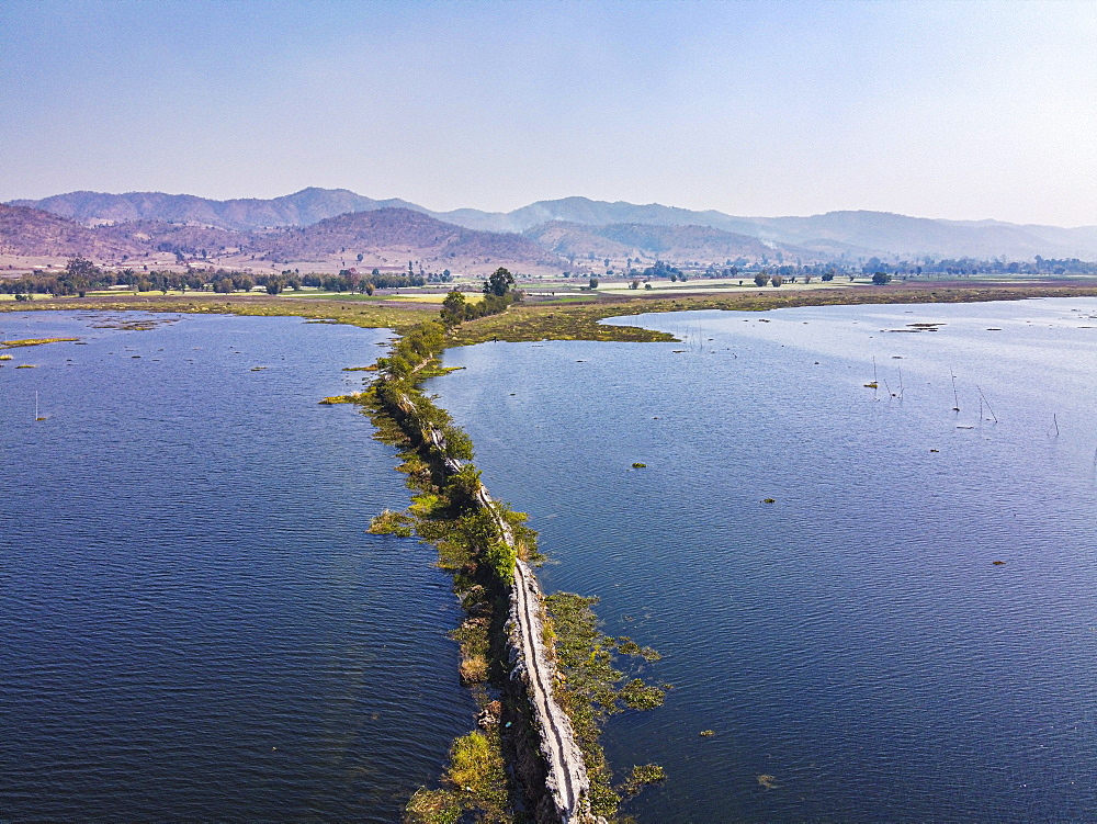 Aerial by drone of ancient Heritage Tin Yoe, Inle Lake, Shan state, Myanmar (Burma), Asia