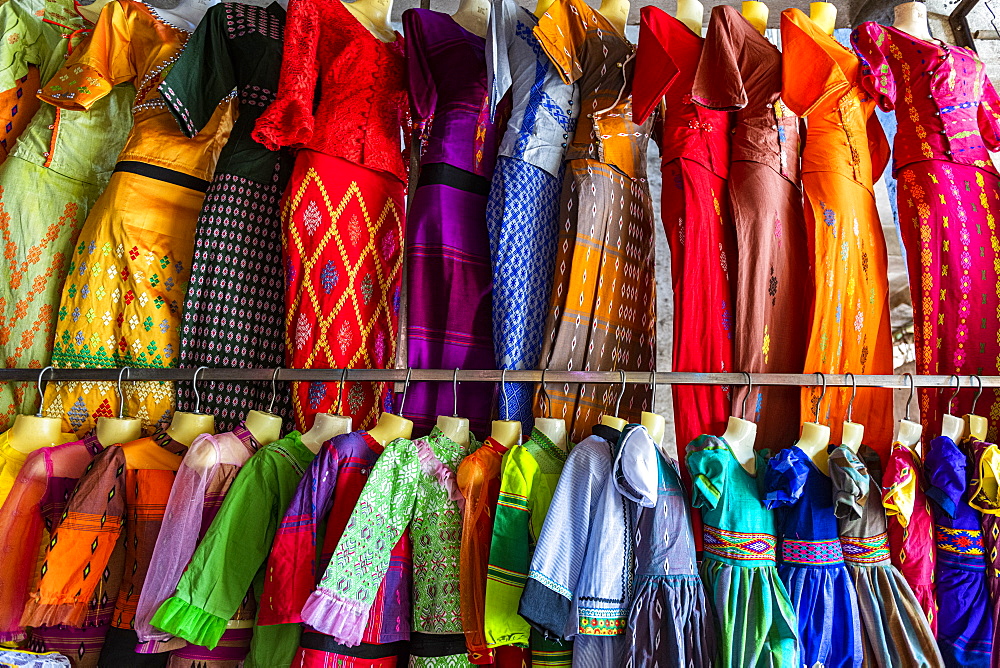 Colourful clothes, Myitkyina, Kachin state, Myanmar (Burma), Asia