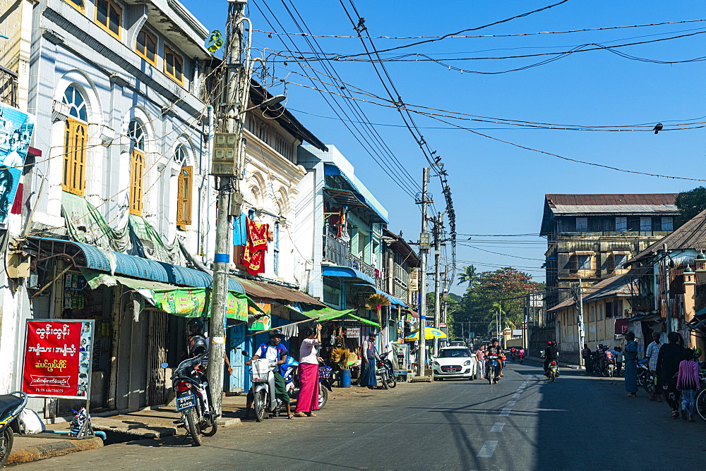 Colonial houses in Mawlamyine, Mon state, Myanmar (Burma), Asia