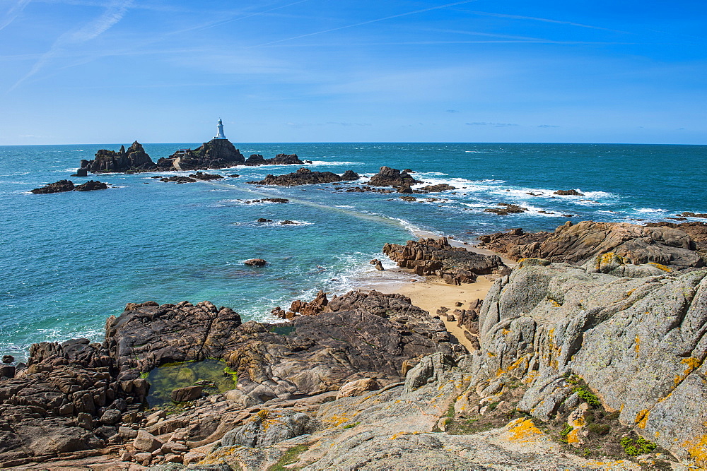 La Corbiere lighthouse, Jersey, Channel Islands, United Kingdom, Europe 