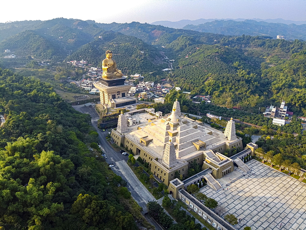 Aerial of Fo Guang Shan Monastery, Fo Guang Mountain (Shan), Taiwan, Asia