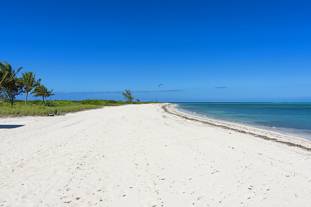 Long white sand beach in northern Providenciales, Turks and Caicos, Caribbean, Central America