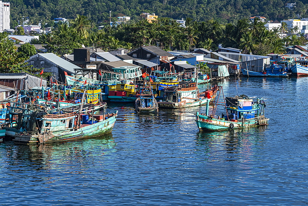 Fishing boats in the Duong Dong Fishing Harbour, island of Phu Quoc, Vietnam, Indochina, Southeast Asia, Asia