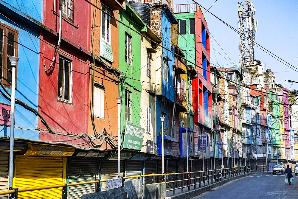 Colourful houses in Aizawl, Mizoram, India, Asia