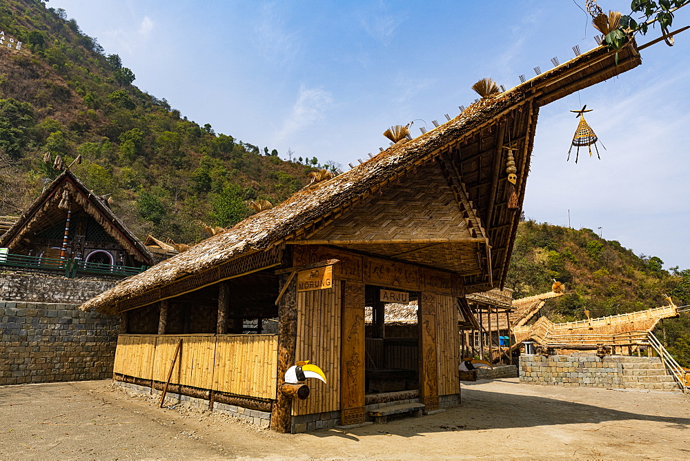 Traditional build huts, Naga heritage village of Kisama, Nagaland, India