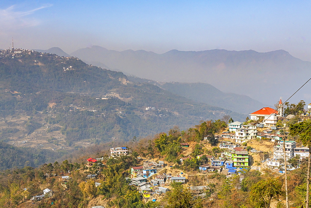 Houses perched on the hills, Kohima, Nagaland, India, Asia