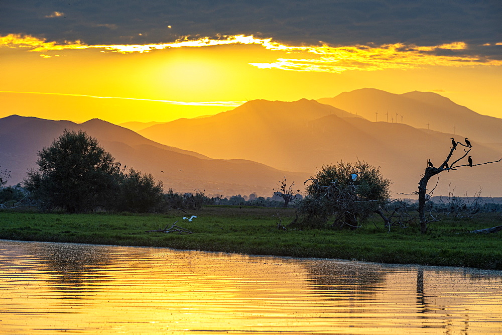 Sunrise over the Lake Kerkini, Macedonia, Greece, Europe